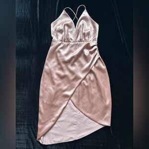 Lulu's Blush Satin Backless Dress